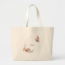 Elegant Blommig Fjäril Rose Guld – Personlig Jumbo Tygkasse