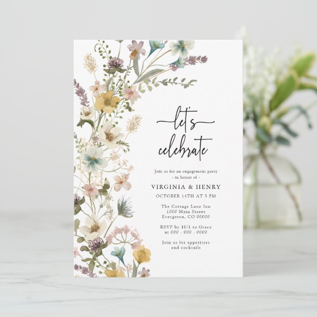 Elegant Blommig Förlovning Inbjudningar (Stående Fram)