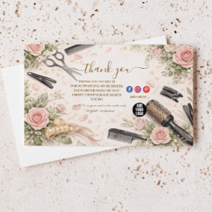 Elegant Blommig Frisörstudio Verksamhet Tack Kort