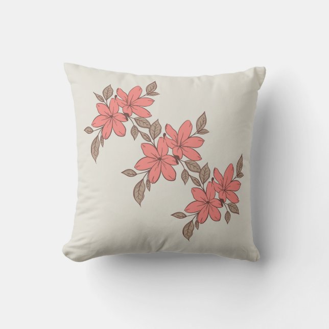 "Elegant Blommig Fyrkantig Kudd - Vacker Blomma  Kudde (Framsida)