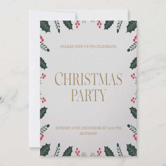 Elegant Blommig Glad Julfest Inbjudan (Framsida)