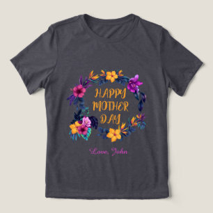 Elegant Blommig Glad Mors Dag Anpassat Namn T-Shir T Shirt