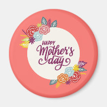 Elegant Blommig Glad mors dag | Magnet