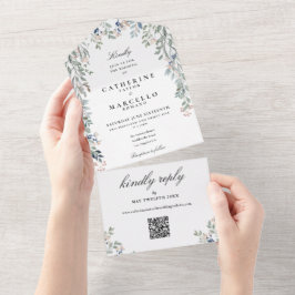 Elegant Blommig Grönska QR-kod Bröllop