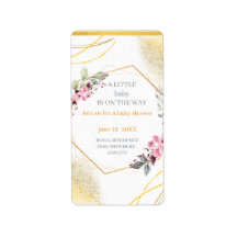Elegant Blommig Guld Geometrisk Baby Shower Inbjud
