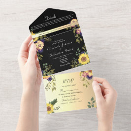 Elegant Blommig Guld och Svart Bröllop