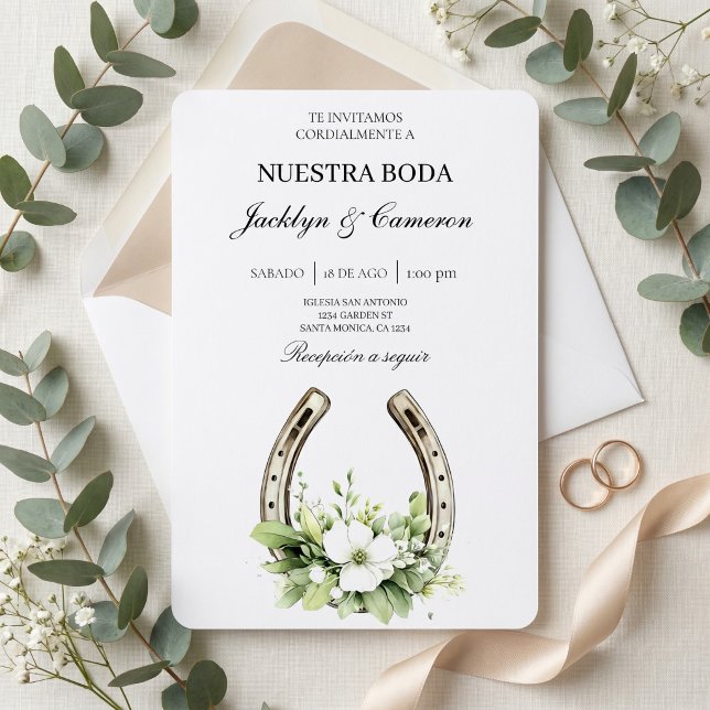 Elegant Blommig Hästsko Bröllopsinbjudan Inbjudningar (Skapare uppladdad)