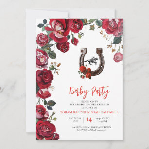 Elegant Blommig Hästsko Kentucky Derby Bröllopssko Inbjudningar