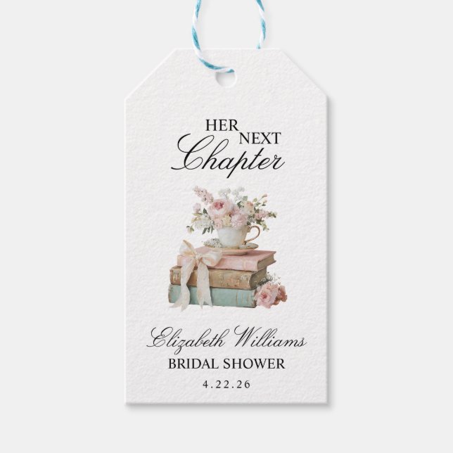 Elegant Blommig Hennes Nästa Kapitel Bröllopsdusch Presentetikett (Framsidan)