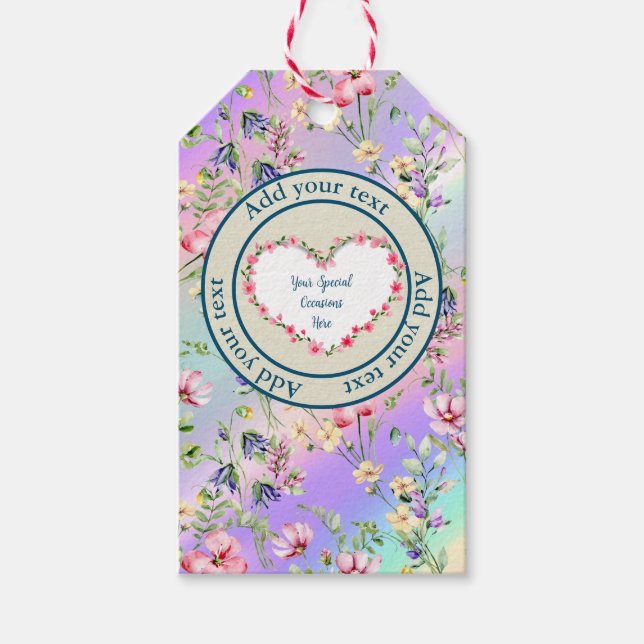 Elegant Blommig Hjärt Ram: för Varje Tillfälle Presentetikett (Framsidan)