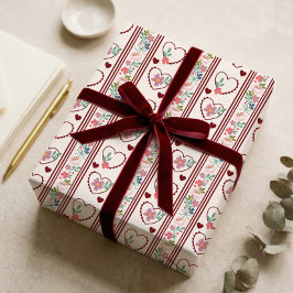 Elegant Blommig Hjärtformad Girlig Vintage Alla hj Presentpapper