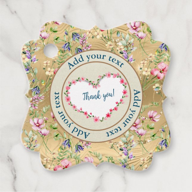 Elegant Blommig Hjärtformad Ram: för Varje Tillfäl Gåvor Etiketter (Framsida)