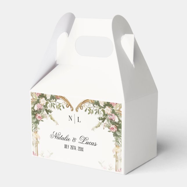 Elegant Blommig Hjärtformad Valvbåge Bröllop i Akv Presentaskar (Framsidan Sidan)