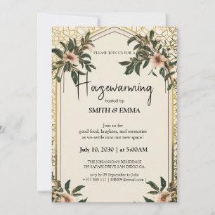 Elegant Blommig Inflyttningsinbjudan Nytt Hem Inbjudningar