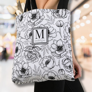 Elegant Blommig Initial Monogram Tygkasse