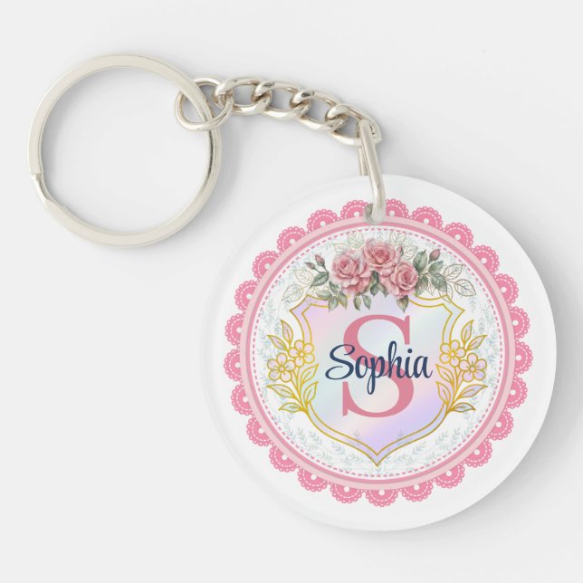 Elegant Blommig Initial & Namn Monogram (Framsidan)