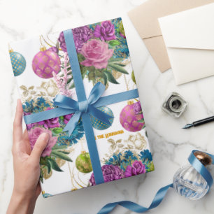 Elegant Blommig Juldekoration Personlig Jul Presentpapper