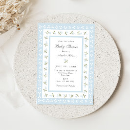 Elegant Blommig Kant Baby Shower Inbjudan