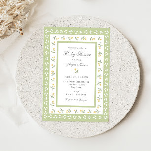 Elegant blommig kant för baby shower-inbjudan inbjudningar