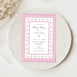 Elegant blommig kant inbjudan till baby shower