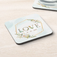 Elegant Blommig Kärlek Grönska Guld