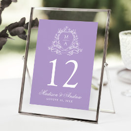 Elegant Blommig Krans Lavendel Bröllops Bordnummer Inbjudningar