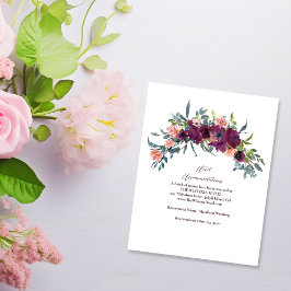 Elegant Blommig | Lila Garland Bröllopsdetalj Tilläggskort