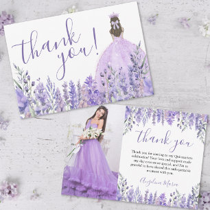 Elegant Blommig Lila Quinceañera Foto Tack Kort