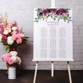 Elegant Blommig | Lila Rosa Girlang Sittplatsschem Poster