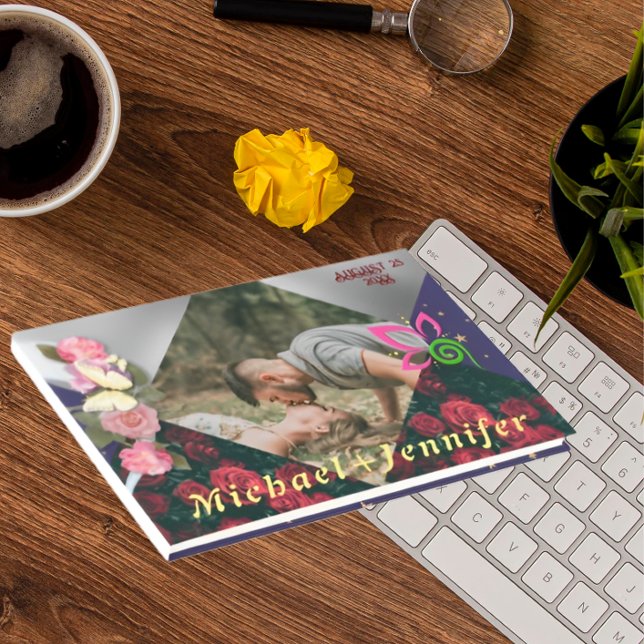 Elegant Blommig Minimalistisk Anpassad Foto Bröllo Gästböcker (Skapare uppladdad)