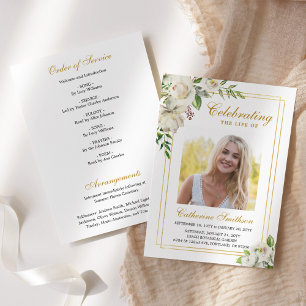 Elegant Blommig Minnesceremoni Begravning Servicep Program