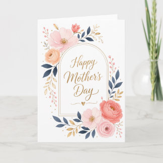 Elegant Blommig Mjuk Rosa Glad Mors Dag Kort