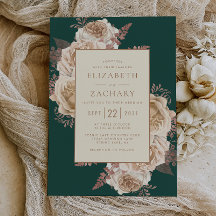 Elegant Blommig Mörk Teal Rosguld Elfenbensvit Brö