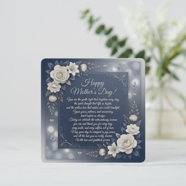 Elegant Blommig Morsdags Hälsning Julkort (Stående Fram)
