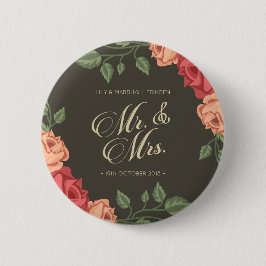 Elegant Blommig Mr & Mrs Bröllop | Pin knapp