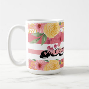 Elegant Blommig & Namn Bröllopsfest Kaffemugg