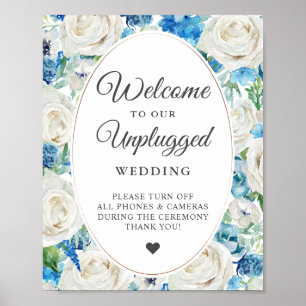 Elegant Blommig Opluggad Bröllopsskylt Poster