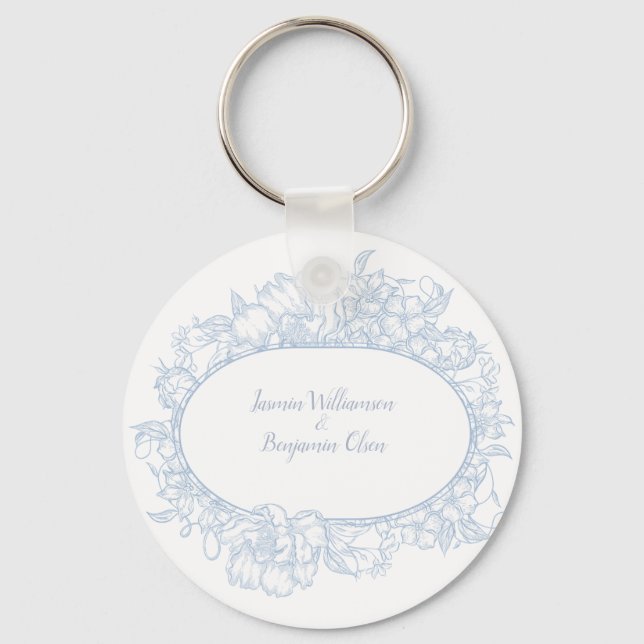 Elegant Blommig Öppen Hus Bröllop  I Nyckelring (Framsida)