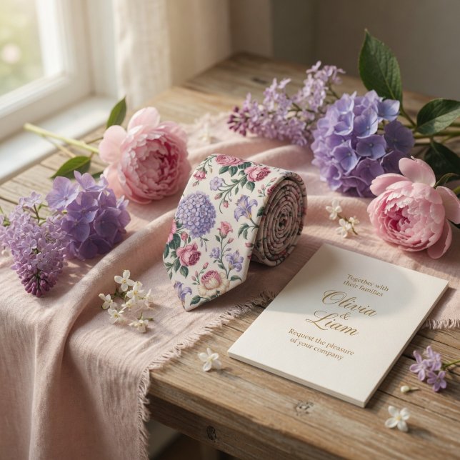 Elegant Blommig Pastell Hortensia Ros Slips (Skapare uppladdad)