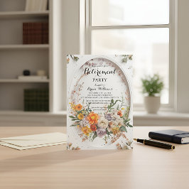 Elegant Blommig Pensionsfest Inbjudan | Mjuk