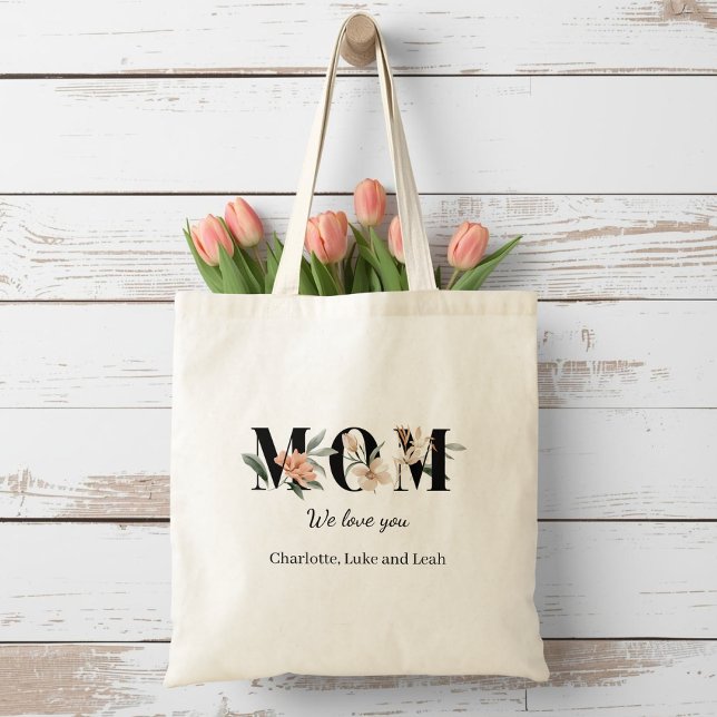 Elegant Blommig Personlig Blomma Mamma Handväskor Tygkasse (Skapare uppladdad)