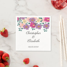 Elegant Blommig Personlig Bröllop Pappersservett