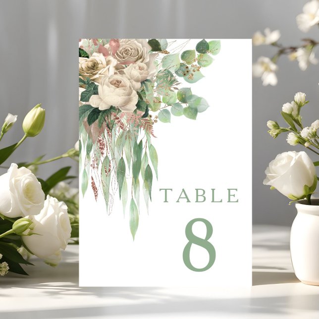 Elegant Blommig Pion Bröllop Bordsnummer (Elegant Floral Peonies Wedding Table Number)