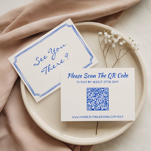 Elegant Blommig QR-kod Bröllop OSA Kort (Skapare uppladdad)