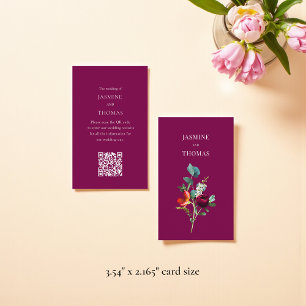 Elegant Blommig QR-kod Bröllopswebbplats Kort