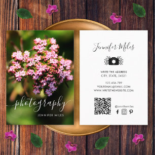Elegant Blommig QR-kod Minimalistisk Fotografi Visitkort