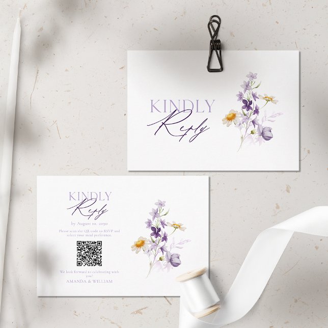 Elegant Blommig QR-kod RSVP-kort OSA Kort (Skapare uppladdad)