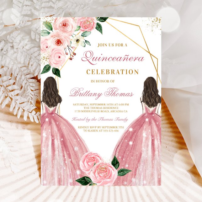 Elegant Blommig Quinceañera-inbjudan Inbjudningar (Skapare uppladdad)