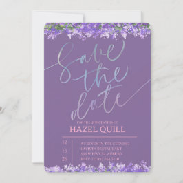 Elegant Blommig Quinceañera Spara Datum Inbjudningar