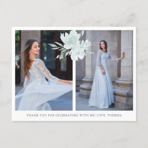 Elegant Blommig Quinceanera Tack Kort Med Två Bild